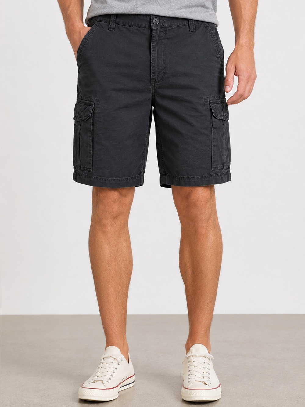 Chaps Cargo Mens Shorts 38 Black Cotton Utility Hiking Workwear Casual Y2K